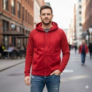 Ecko Red Vibrant Red Zip-Up Hoodie | Size Large